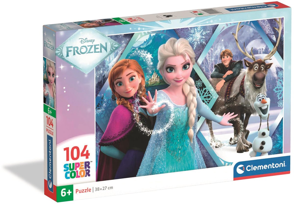 Clementoni - puslespil - 104 brikker - frosset - børnepuslespil - fra 6 år