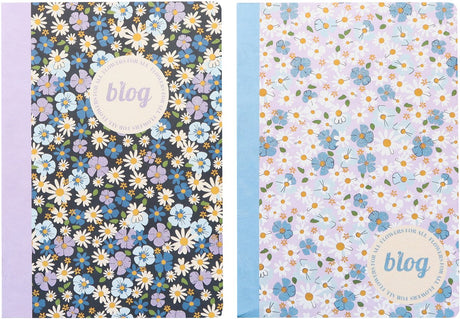 Kangaro notesbøger - b'log blomster - størrelse a5 - med streg - 2 stk - an-123852-a