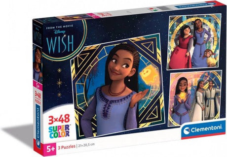 Clementoni - puslespil - 3x48 brikker - firkantet Disney-ønske - børnepuslespil - fra 3 år