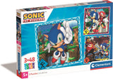Clementoni - puslespil - 3x48 brikker - sonic the hedgehog - puslespil til børn - fra 5 år