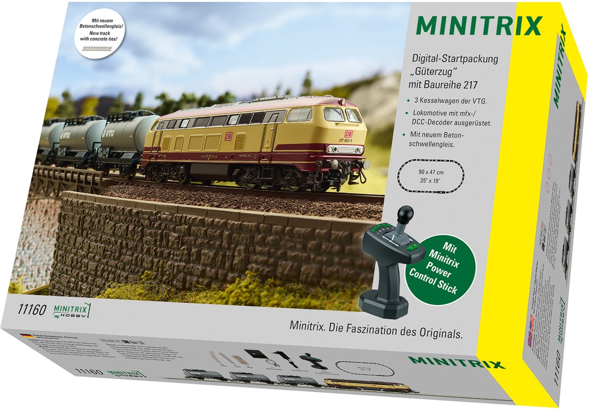 Minitrix digitalt startsæt godstog med lokomotiv serie 217