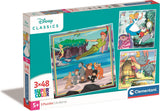 Clementoni puslespil super farve firkantet Disney klassikere, 3x48 stk.