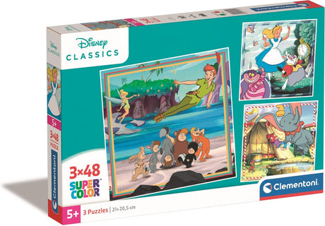 Clementoni puslespil super farve firkantet Disney klassikere, 3x48 stk.