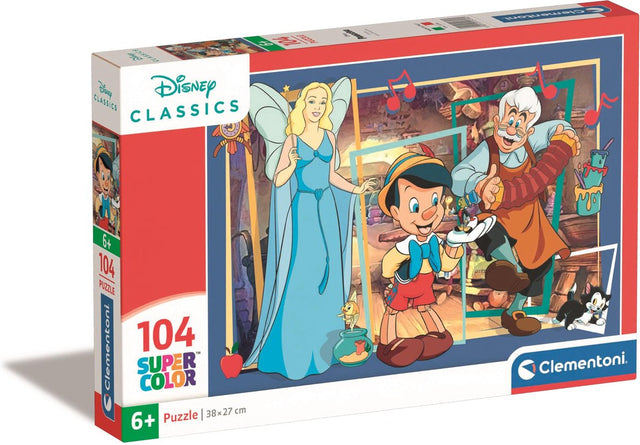 Clementoni - børnepuslespil - 104 brikker - pinocchio - puslespil fra 6 år