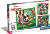 Clementoni Jigsaw Puzzle Super Color Square Mickey and Friends, 3x48st.