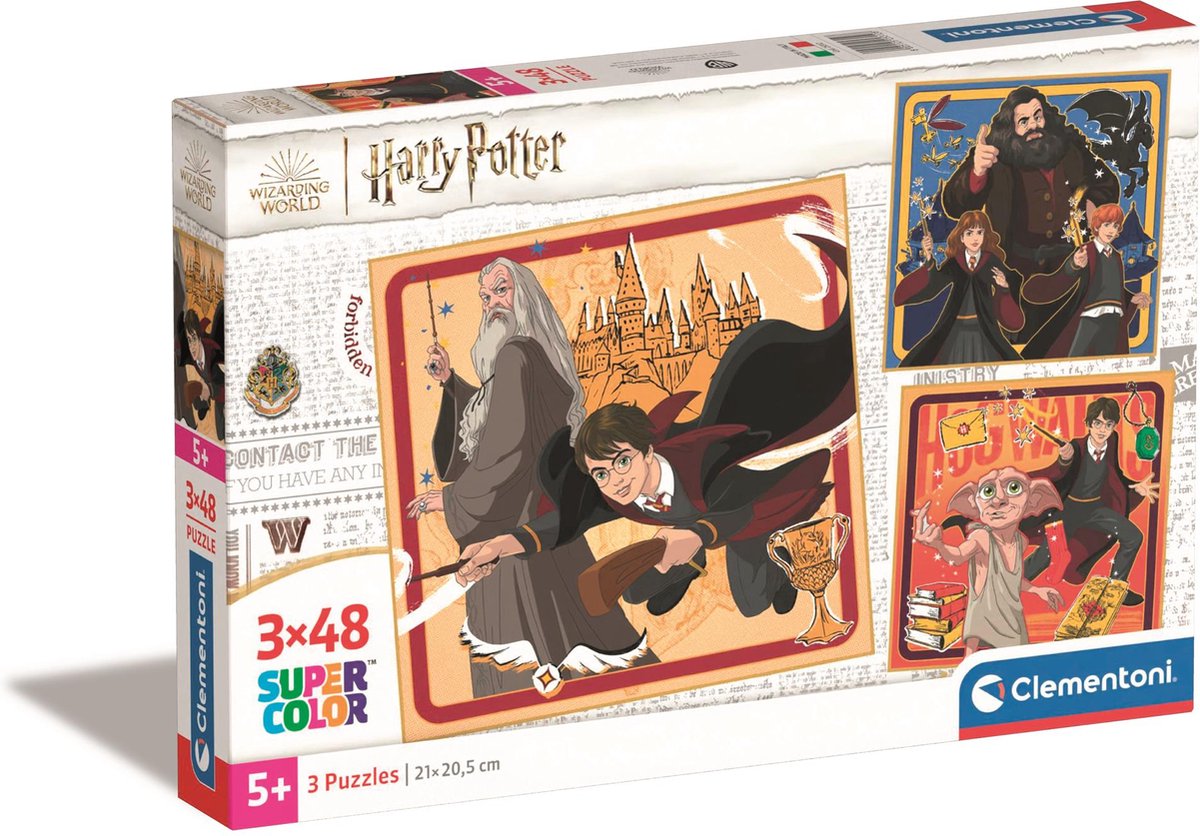Clementoni - puslespil - 3x48 brikker - harry potter - børnepuslespil - fra 5 år