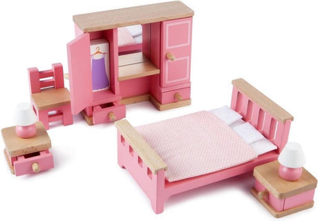Tidlo Wooden Dollhouse møbler soveværelse, 6dlg.