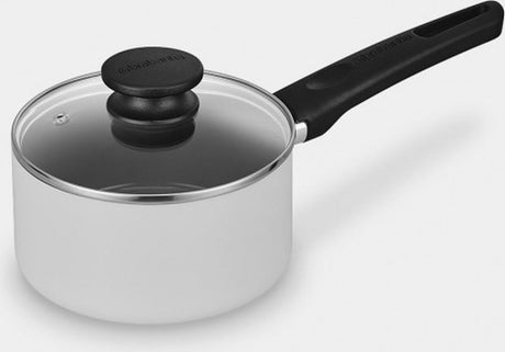 Brabantia indu+ gryde med låg -ø 16 cm - kasserolle - keramisk non-stick belægning - glaslåg - egnet til induktion - 100 % pfas fri - tåler opvaskemaskine - sort