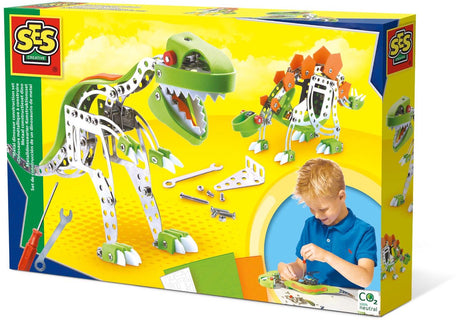 Ses creative ses - metal byggesæt dino - med 3 farver skumdele - inklusive bolte, møtrikker, skruenøgle og skruetrækker - drengehåndværk - dinosaurlegetøj