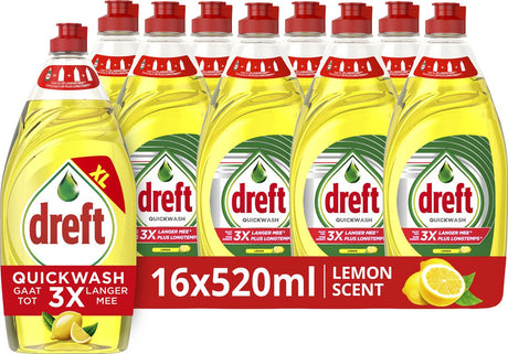 Dreft platinum quickwash citron flydende håndopvaskemiddel - 16 x 520ml