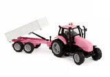 Børneklodetraktor med trailer, støbt med lys og lyd - 25cm