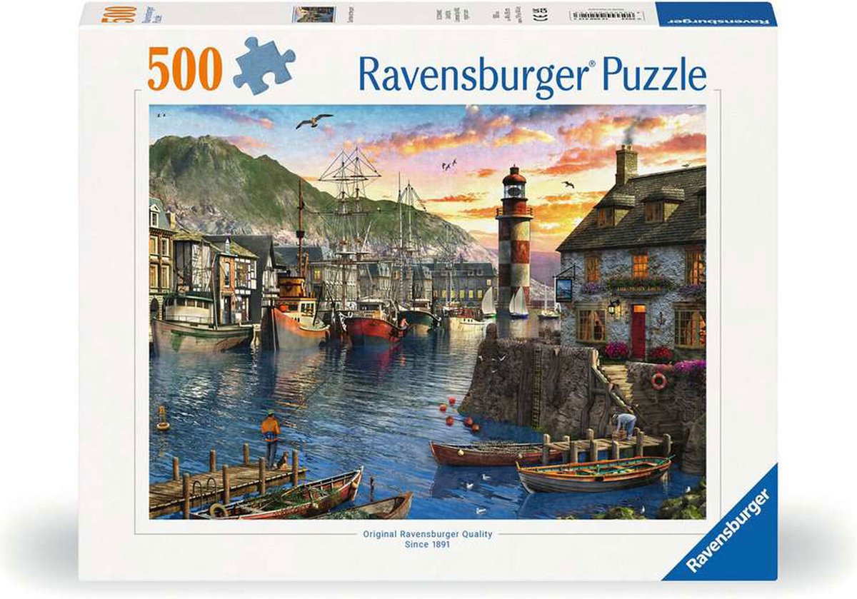 Ravensburger puslespil havnemorgen - puslespil 500 brikker til voksne.