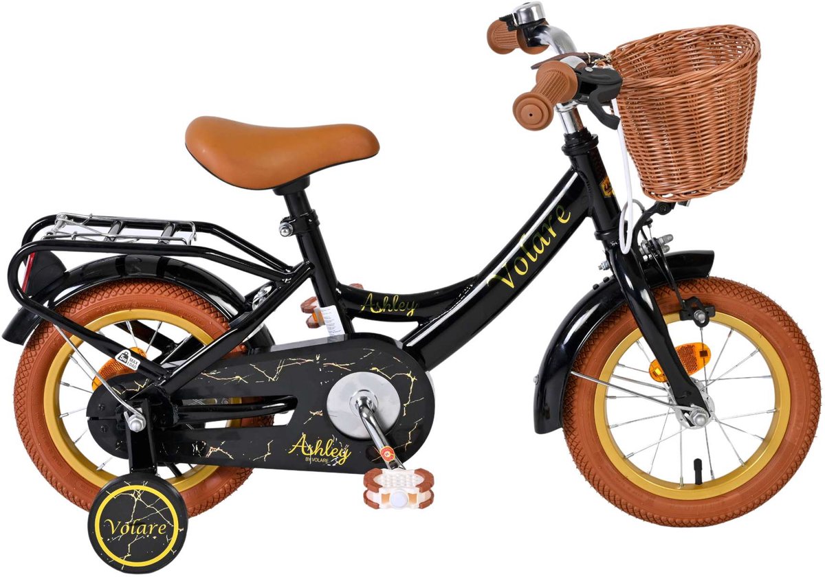 Volare ashley børnecykel - piger - 12 tommer - sort