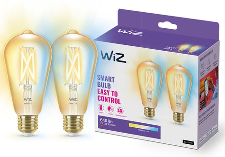 Wiz glødelampe Edison - 2-pak - varmt til køligt hvidt lys - smart LED-belysning - E27 fitting - 50w - guld - wi-fi