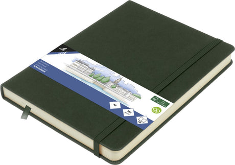 Kangaro schetsboek - a5 - forest green - pu-hardcover - met elastiek en leeslint