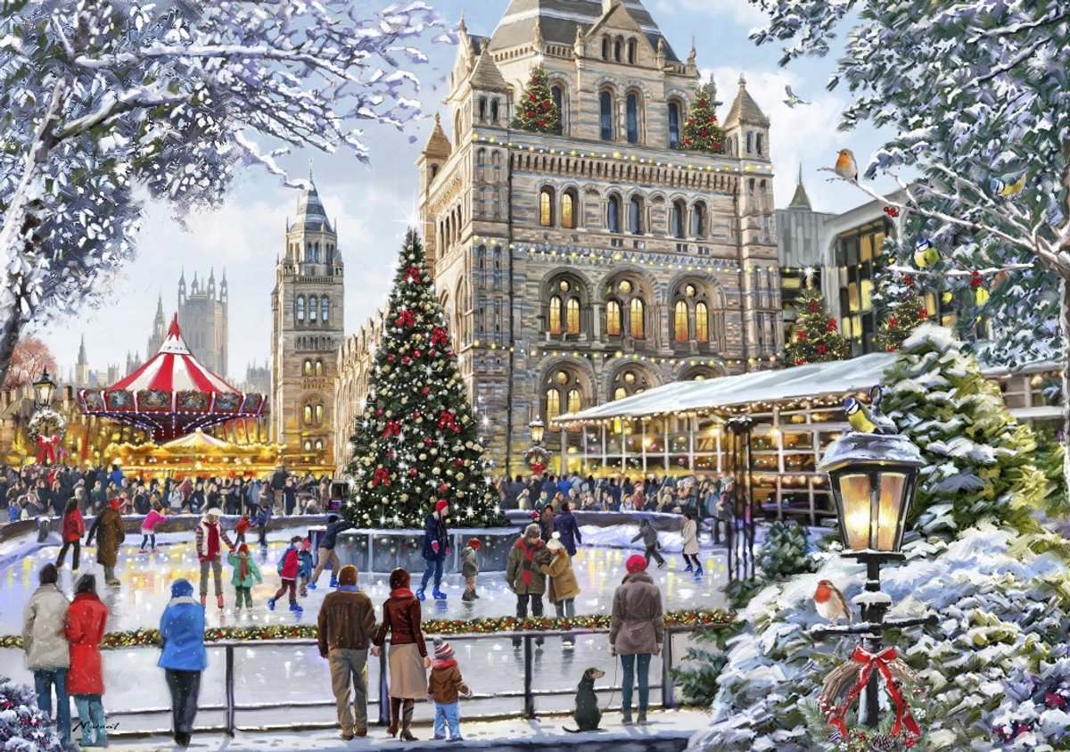 Bluebird puzzle legpuzzel skating outside natural history museum - 2000 stukjes.