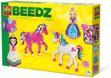 Ses creative - beedz - enhjørninger og prinsesser - 2100 strygeperler med bundplader og strygeplader - fra 5 år