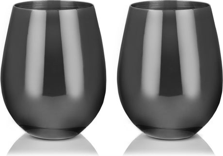 Viski stilkløst vinglas - rustfrit stål - 532ml - gunmetal - sæt med 2