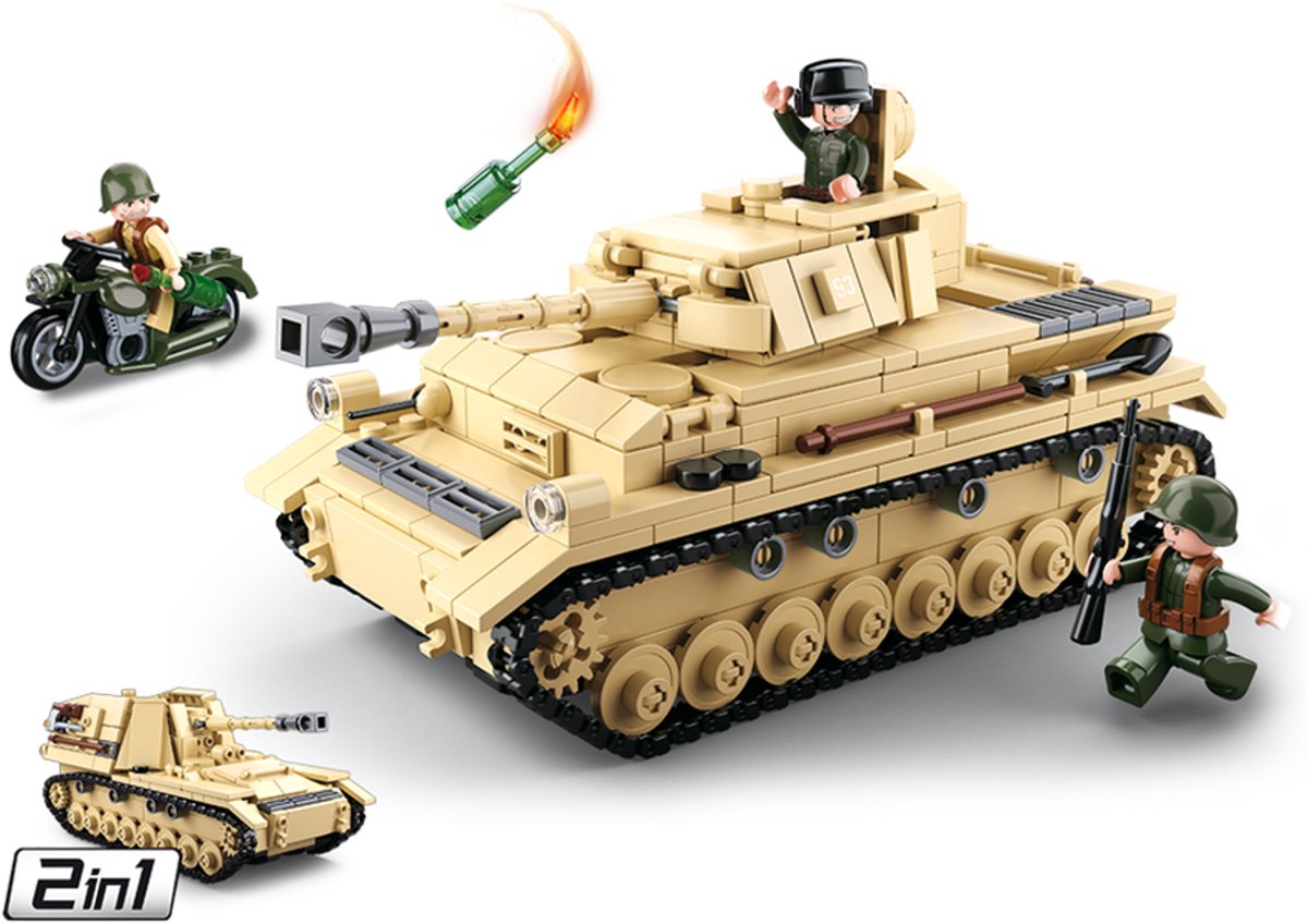 Sluban army WWII tysk panzer tank byggelegetøj - byggelegetøj modelbygning - byggekasse med 543 byggeklodser - m38-b0693 fra 8 år