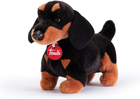 Trudi - klassisk krammehund gravhund Leo 25 cm - håndlavet i Italien - plys krammetøj af høj kvalitet - krammedyr til drenge og piger - sort brun - 11x19x25 cm str. s