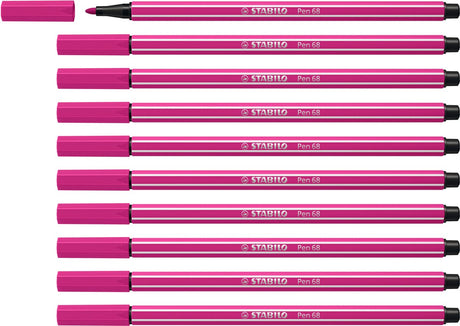 Stabilo pen 68 - premium filtpen - pink rød - æske med 10 stk