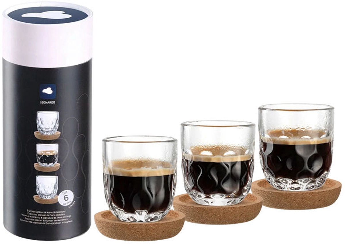 Leonardo gocce espressoglas 60ml med understell - sæt 6