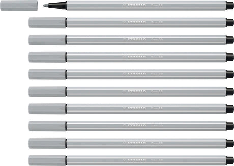 Stabilo pen 68 - premium tuschpen - lysegrå - æske med 10 stk