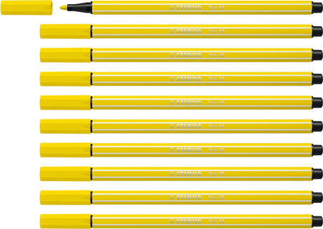 Stabilo pen 68 - premium tuschpen - citrongul - æske med 10 stk