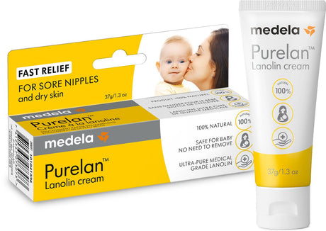 Medela purelan nippelsalve - lanolin nippelcreme - hurtig lindring til ømme brystvorter - tube 37gr
