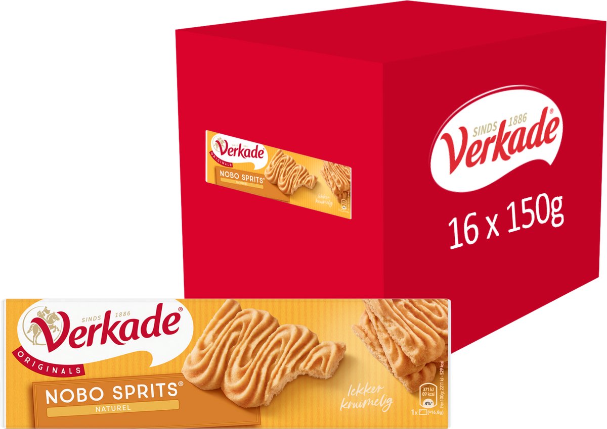 Verkade - småkage - nobo sprits naturel - 16 x 150 gram