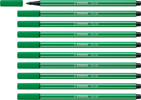 Stabilo pen 68 - premium filtpen - smaragdgrøn - æske med 10 stk.