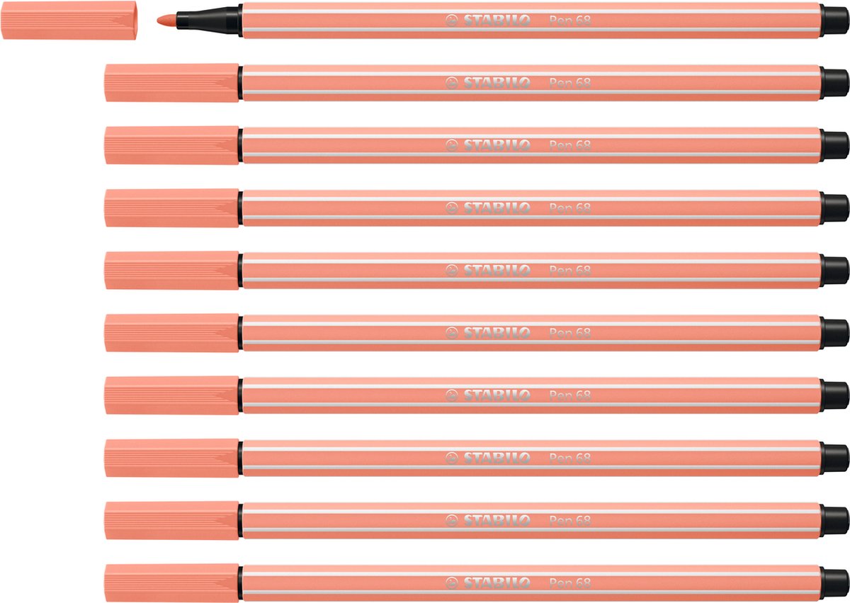 Stabilo pen 68 - premium tuschpen - abrikos - æske med 10 stk.