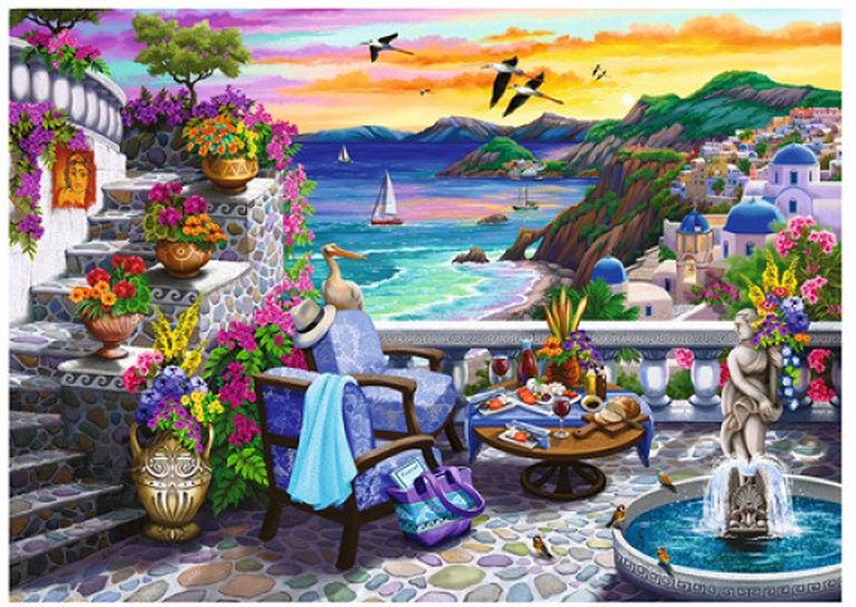 Ravensburger puslespil santorini solnedgang - puslespil - 300 brikker i stort format