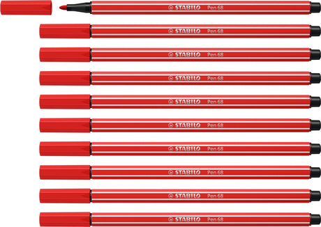 Stabilo pen 68 - premium filtpen - karminrød - æske med 10 stk.