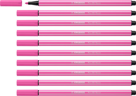 Stabilo pen 68 - premium viltstift - neon roze - doos 10 stuks