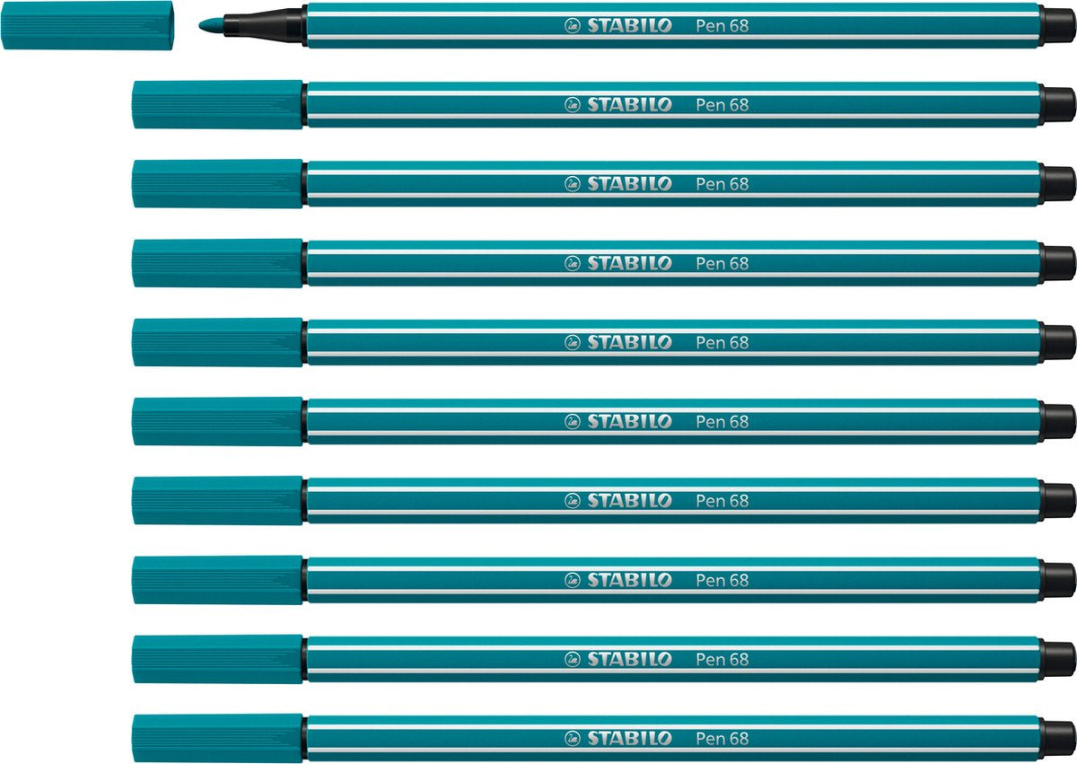 Stabilo pen 68 - premium filtpen - turkisblå - æske med 10 stk.