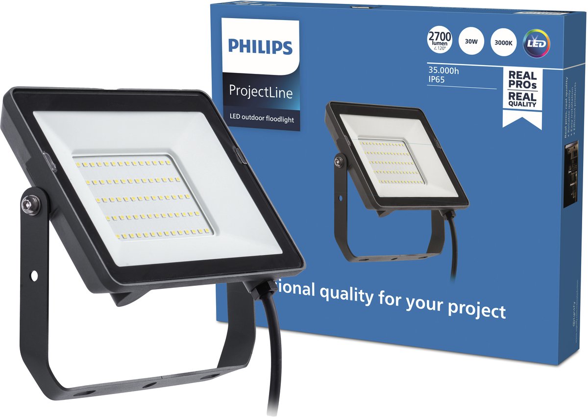 Philips led philips projectline schijnwerper - 30 w - warmwit licht