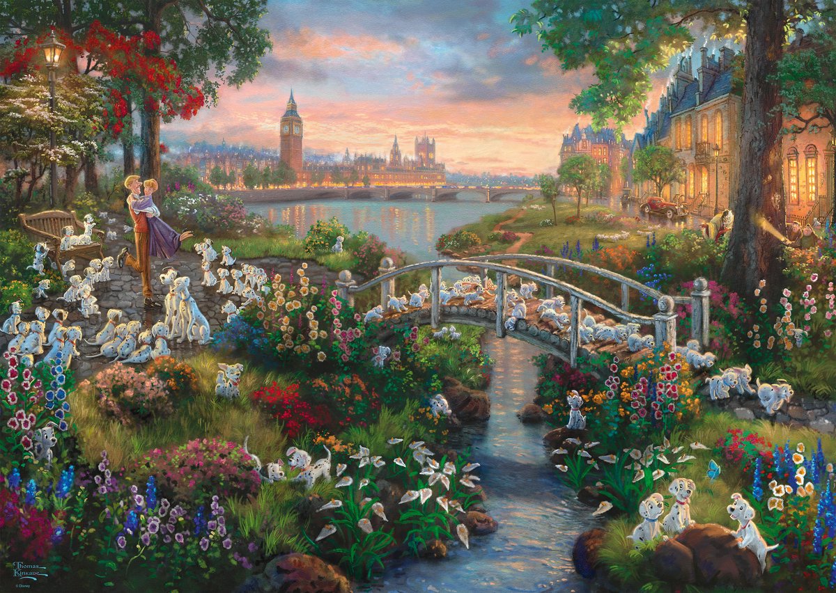 Schmidt - thomas kinkade - disney 101 dalmatiner - 1000 stk - puslespil - lysmaler