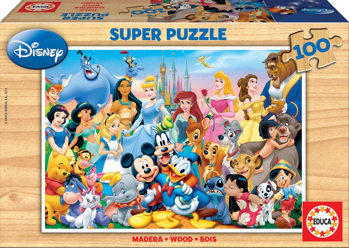 Educa - puslespil 100 brikker - Disneys magiske verden - træpuslespil