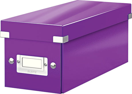 Leitz wow click store opbevaringsboks med låg til cd'er - papsorteringskasse til varer - 84 % genbrugspap - 14,3 x 35,2 cm (bxd) - ideel til hjemmekontoret - lilla