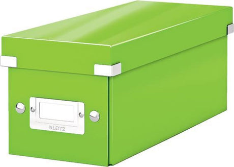 Leitz wow click store opbergdoos met deksel voor cd's - kartonnen sorteerdoos voor spullen - 84% gerecycled karton - 14.3 x 35.2 cm (bxd) - groen