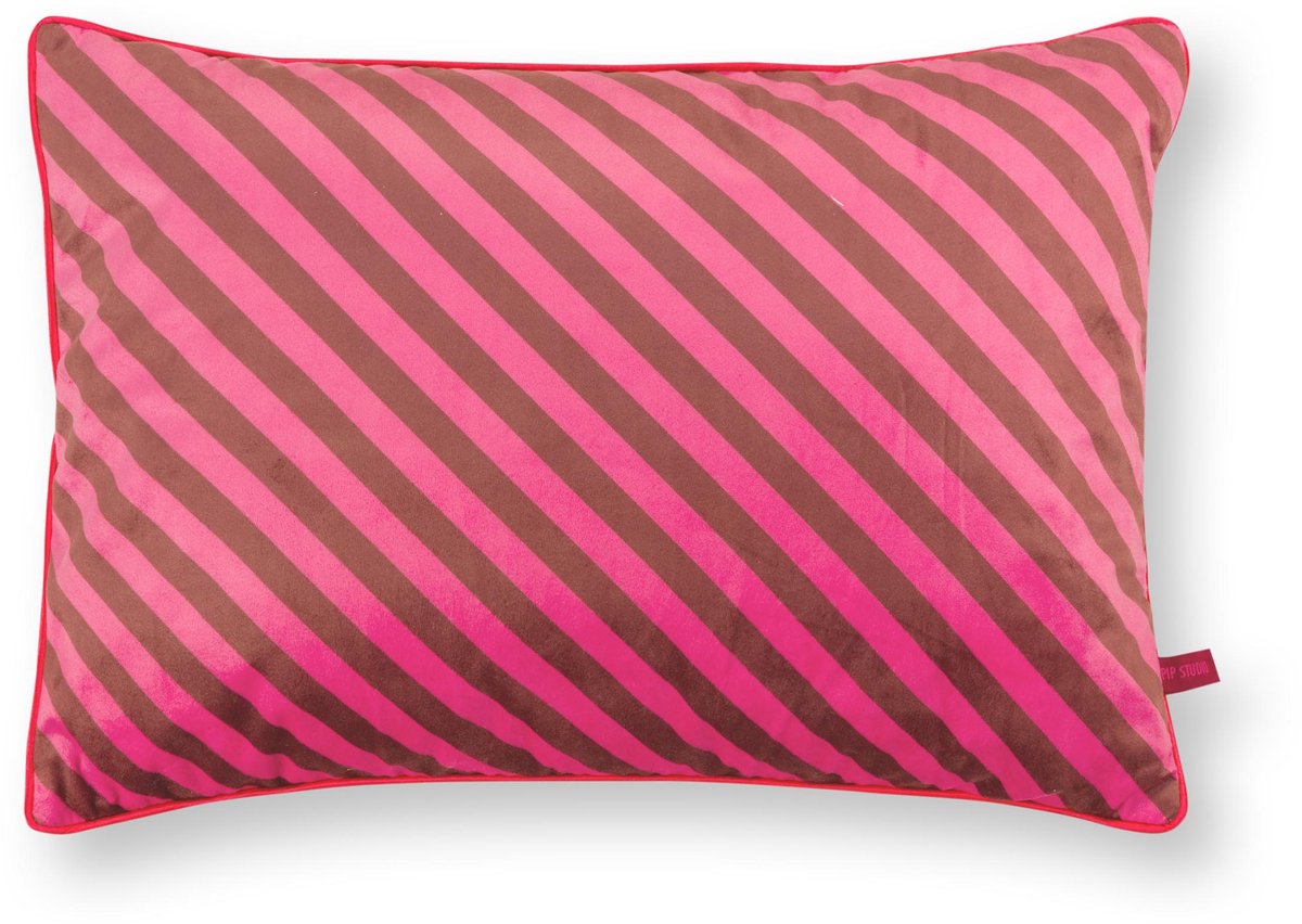 Pip studio sierkussen block stripes - kussen voor de woonkamer - roze - 35x50cm