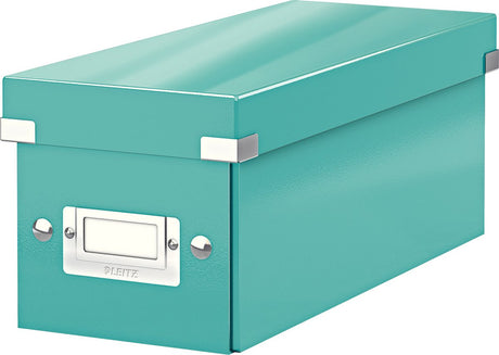 Leitz wow click store opbevaringsboks med låg til cd'er - papsorteringsæske til varer - 84 % genbrugspap - 14,3 x 35,2 cm (bxd) - ideel til hjemmekontoret - isblå