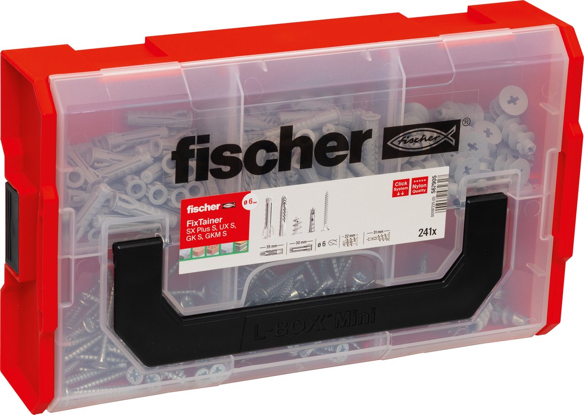 Fischer fixtainer - stik sx plus, universal stik ux 6 og 8 s med skruer