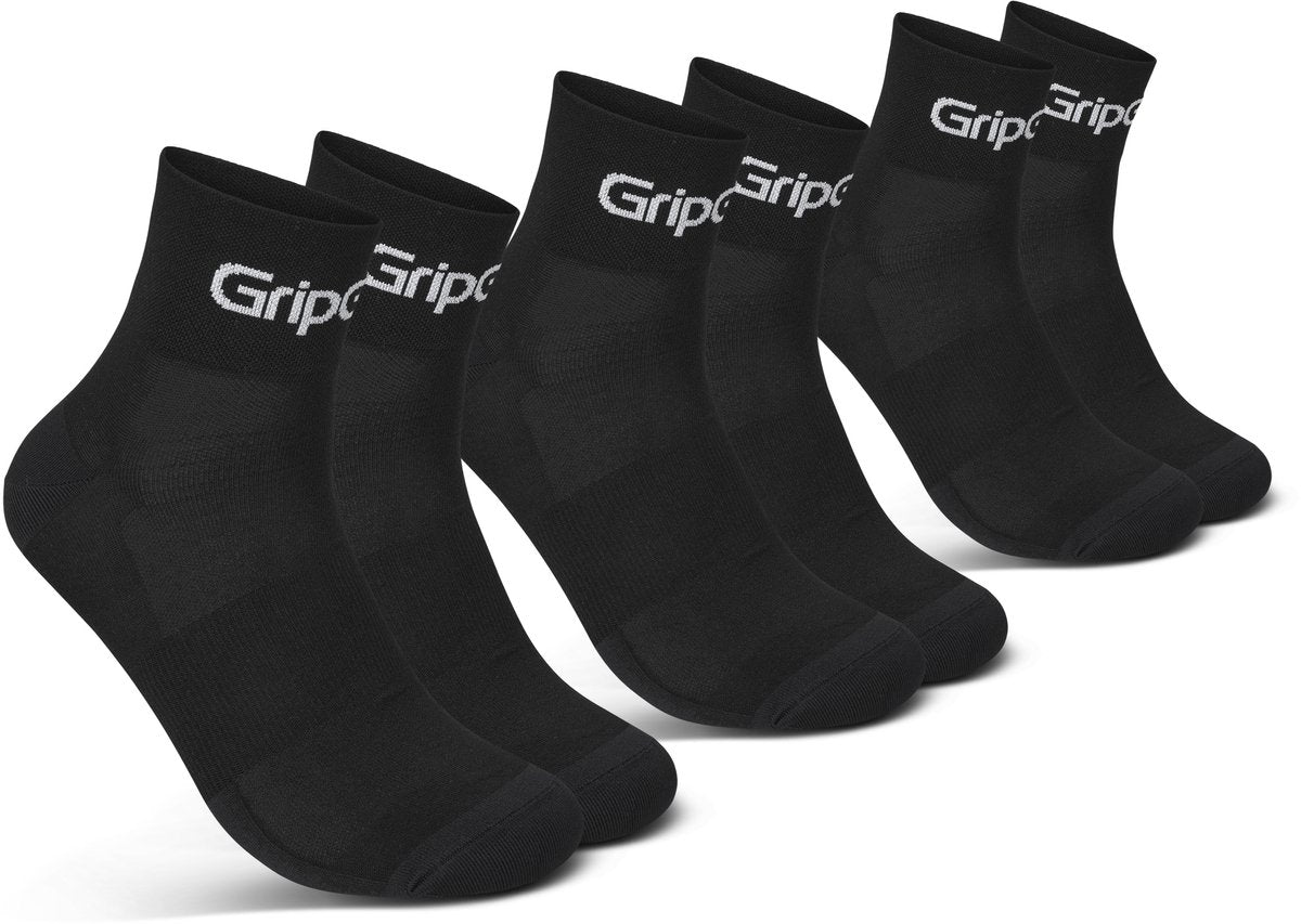 Gripgrab - ride low cut sommer cykelstrømper 3 par korte coolmax sokker - unisex - sort