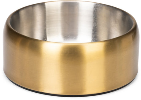 Designed by lotte noar voerbak hond - eetbak drinkbak - vaatwasserproof - anti-slip - rvs - goud - 1890ml