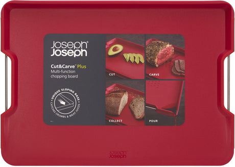 Joseph joseph - skåret, udskåret plus skærebræt stor - plastik - rød
