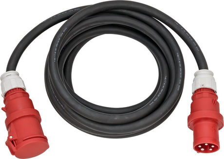 Brennerstuhl cee forlængerkabel ip44 (20m kabel, h07rn-f 5g16.0, 400v 63a 5-polet med cee stik og kobling, til udendørs ip44, fremstillet i tyskland) sort