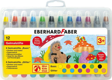 Eberhard faber gel farveblyanter - 12 stk - i plastikæske - assorteret - ef-529112