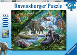 Ravensburger puslespil jungle dyr - puslespil - 100 brikker
